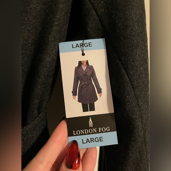 London Fog Women’s Wool Walker Coat | Charcoal - L - Picture 4 of 4